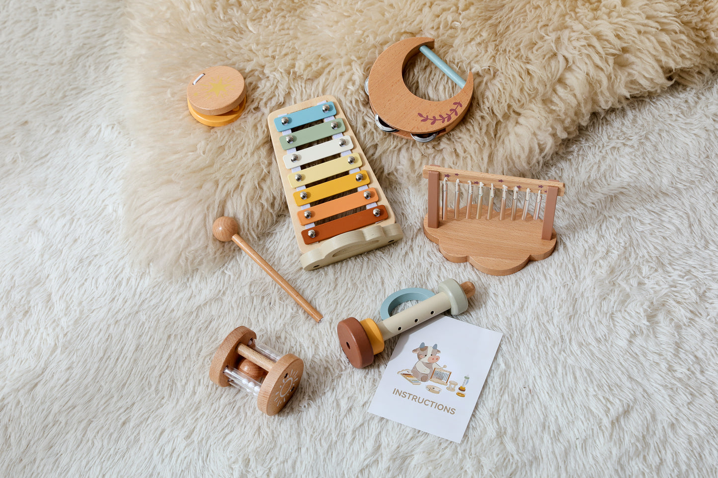 Smartwo Wooden Music Instruments Play Set for Kids