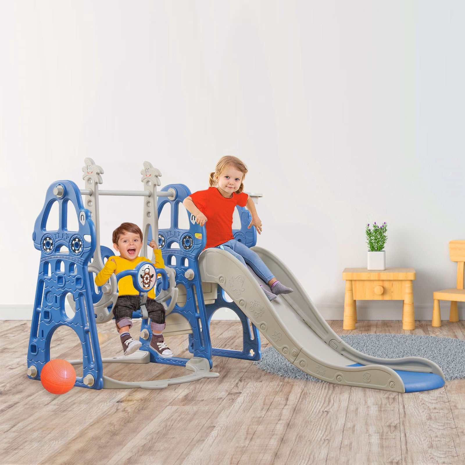 Slide and Swing Set for Kid's Indoor or Outdoor Play,