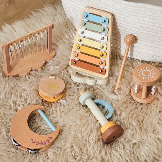 Smartwo Wooden Music Instruments Play Set for Kids