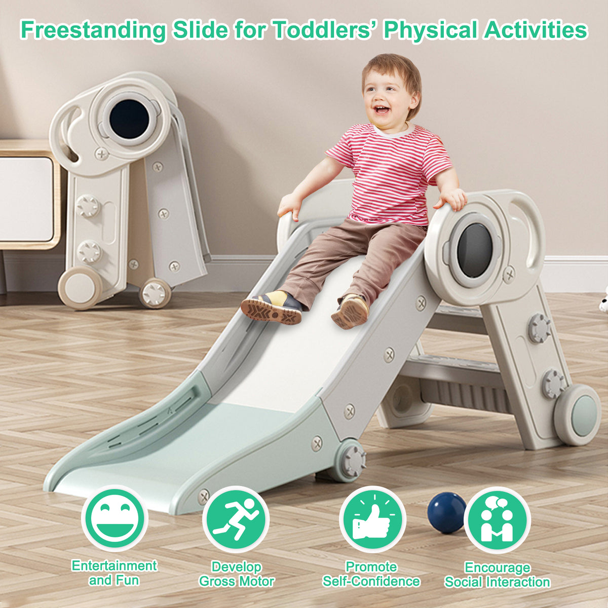 Foldable Slider Completely Foldable Freestanding Slide for Toddlers Indoor Activities ...