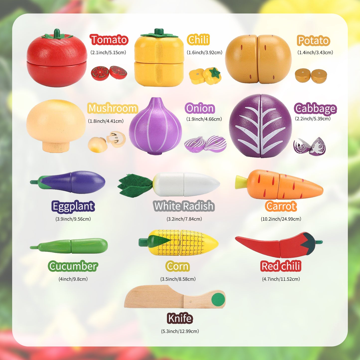 Smartwo Wooden Play Food Toy for Tollders Pretend Game (Veg Set)