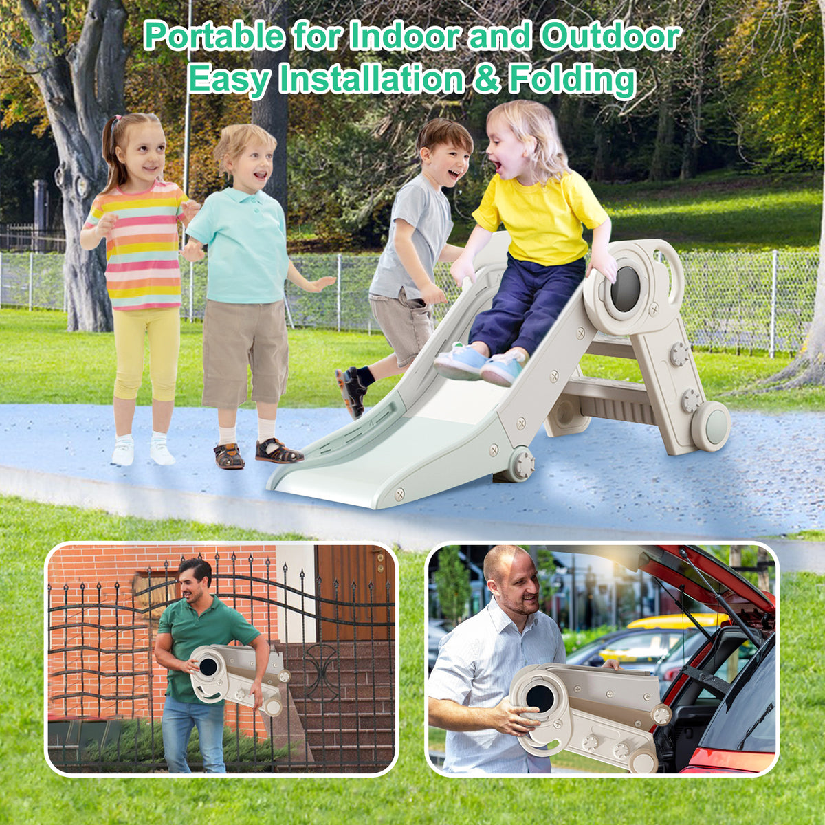 Foldable Slider Completely Foldable Freestanding Slide for Toddlers Indoor Activities ...
