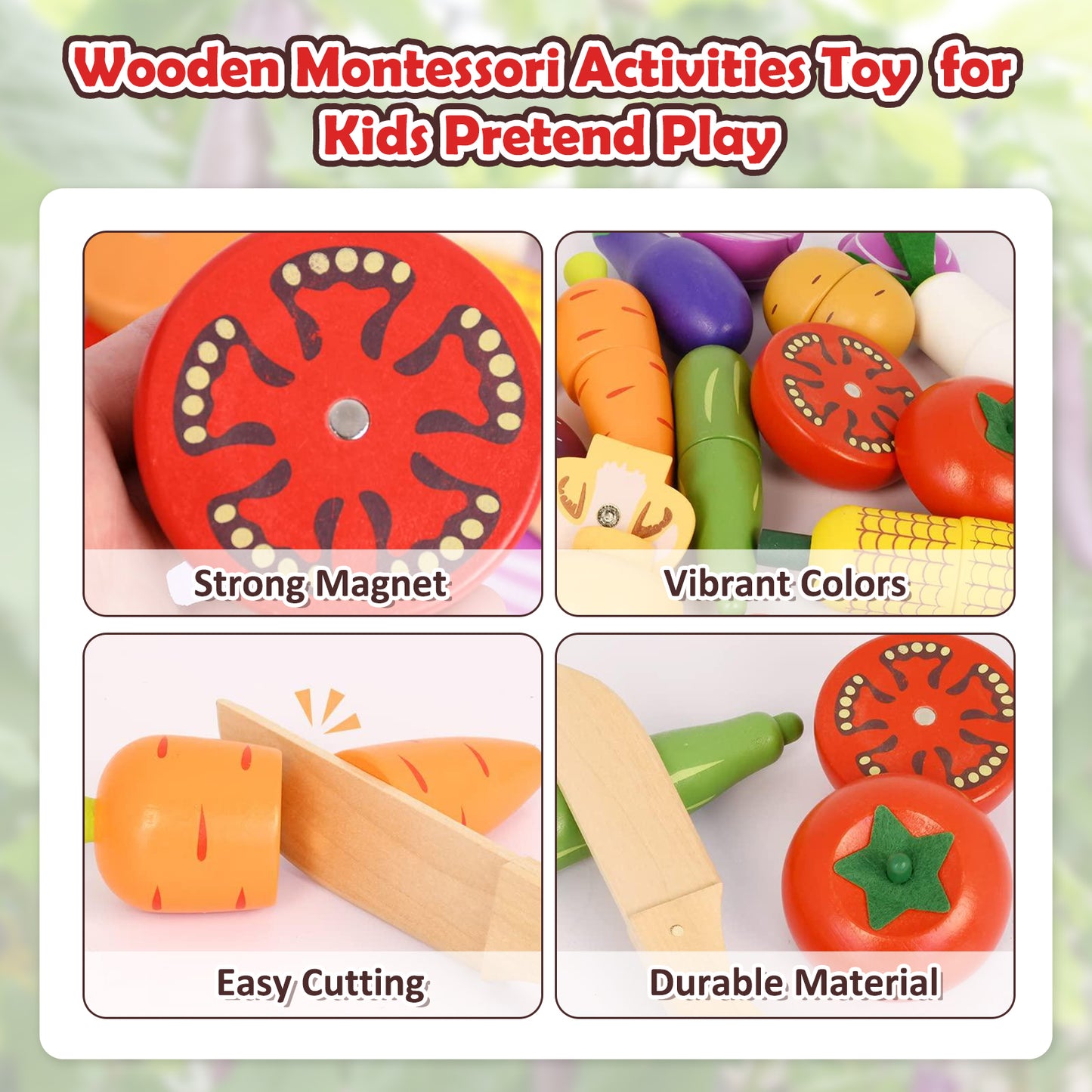 Smartwo Wooden Play Food Toy for Tollders Pretend Game (Veg Set)