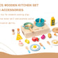Smartwo Wooden Play Cooking Set, Kitchen Accessories Food Toy for Toddlers Pretend Play (27PCS)