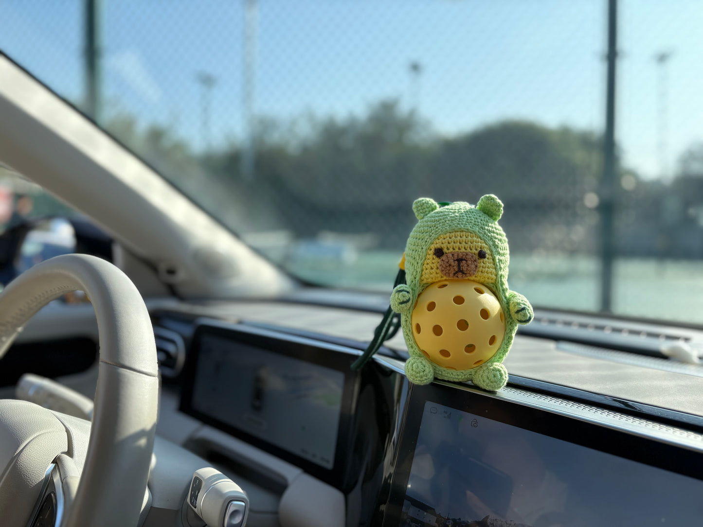 Pickleball Funny Gift for Women or Men | Hand-Crochet PickleDoll Capybara Keychain | Pickleball Plush Tote Bag Charm | Ideal Gift for Pickleball Players or Teammates