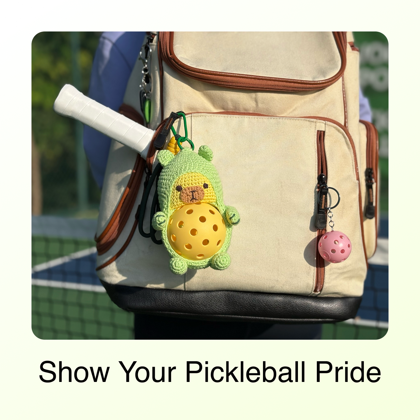 Pickleball Funny Gift for Women or Men | Hand-Crochet PickleDoll Capybara Keychain | Pickleball Plush Tote Bag Charm | Ideal Gift for Pickleball Players or Teammates