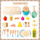 Smartwo Wooden Play Cooking Set, Kitchen Accessories Food Toy for Toddlers Pretend Play (27PCS)
