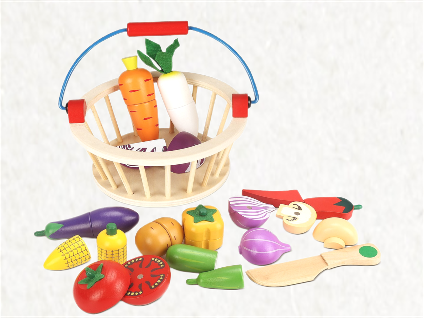 Smartwo Wooden Play Food Toy for Tollders Pretend Game (Veg Set)