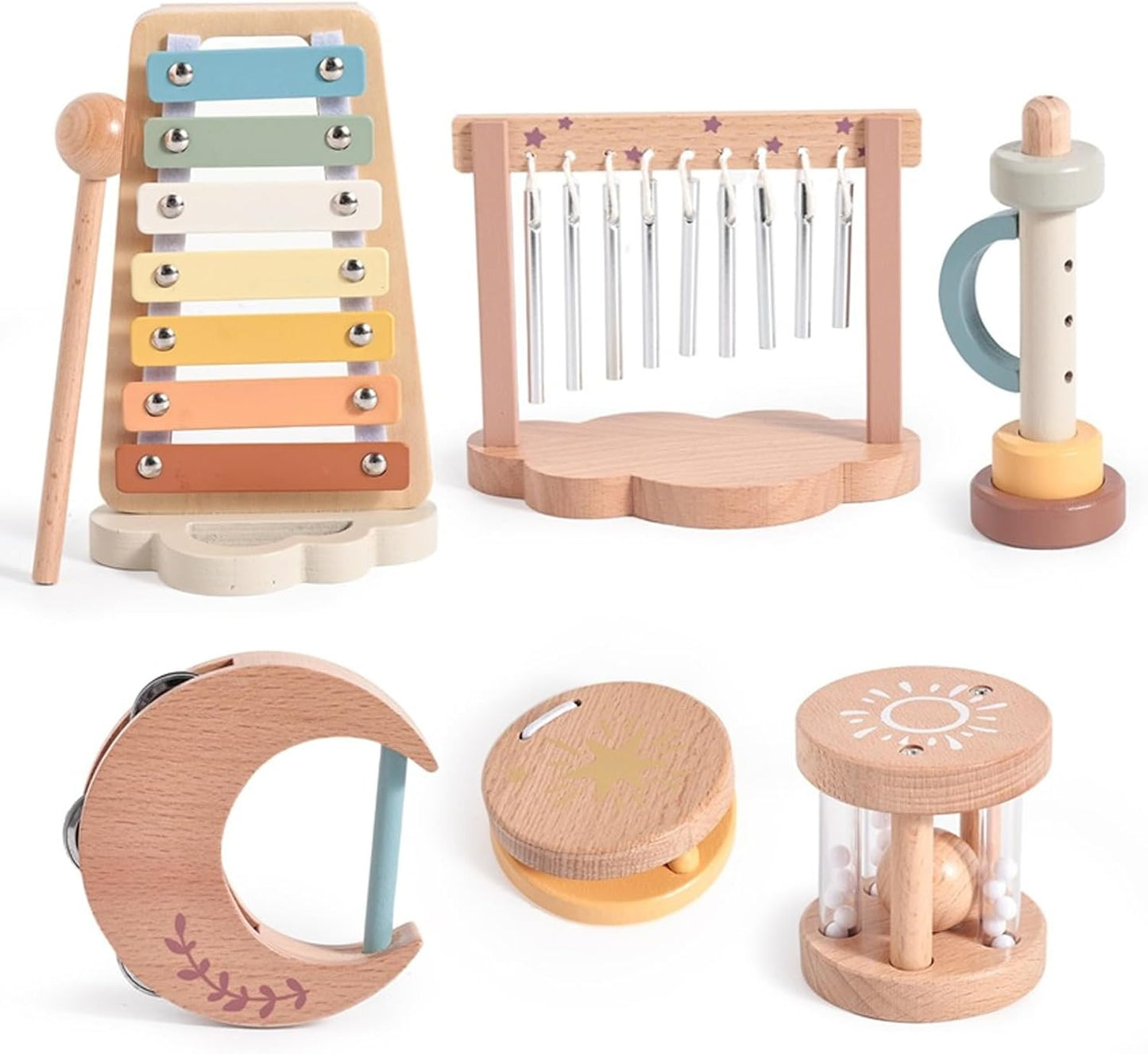 Smartwo Wooden Music Instruments Play Set for Kids