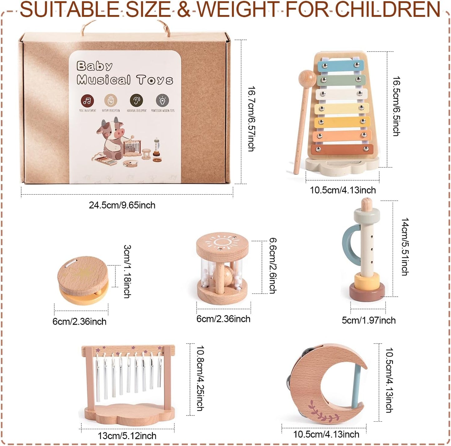 Smartwo Wooden Music Instruments Play Set for Kids