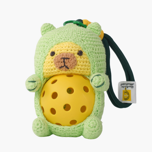 Pickleball Funny Gift for Women or Men | Hand-Crochet PickleDoll Capybara Keychain | Pickleball Plush Tote Bag Charm | Ideal Gift for Pickleball Players or Teammates