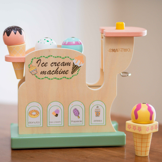 Ice Cream Maker Toy for Toddler's Kitchen Pretending Play, Train Fine Motor Skill and Concentration for Kid's Early Education