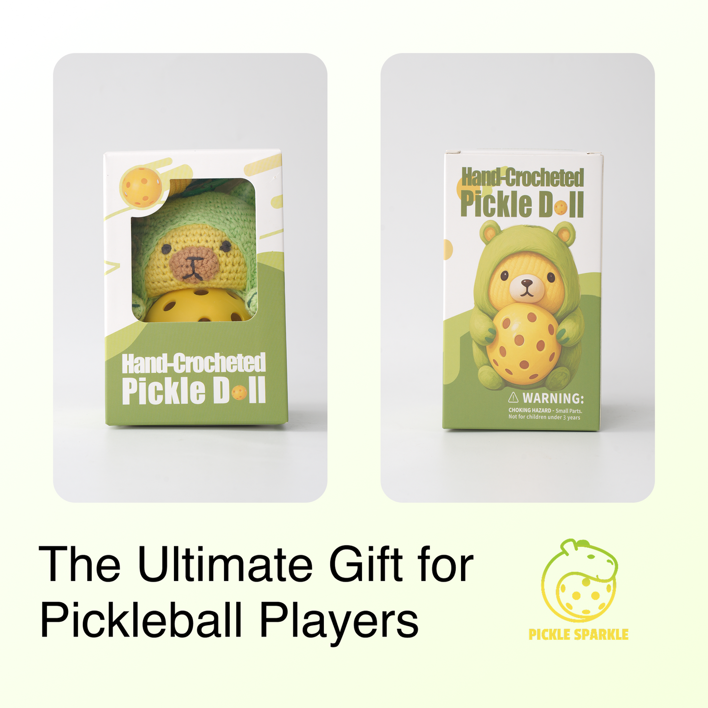 Pickleball Funny Gift for Women or Men | Hand-Crochet PickleDoll Capybara Keychain | Pickleball Plush Tote Bag Charm | Ideal Gift for Pickleball Players or Teammates