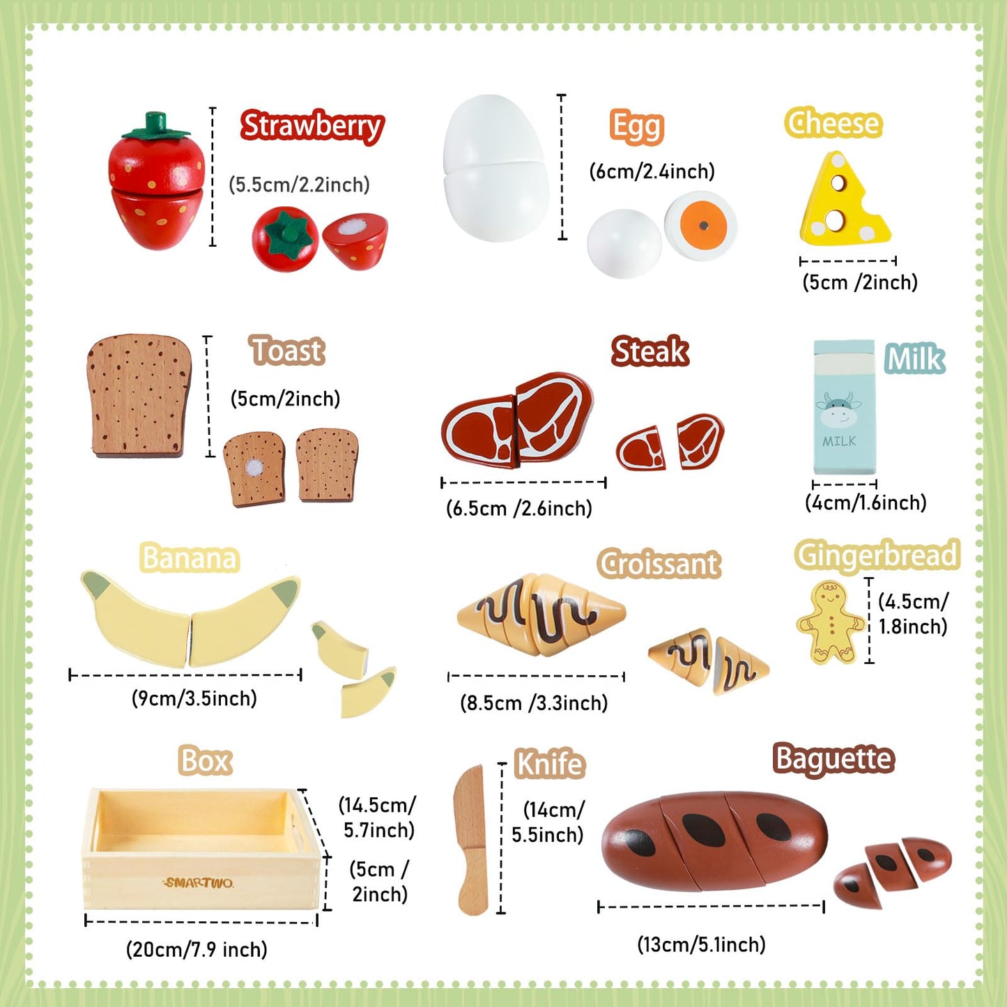 Smartwo Wooden Pretend Play Breakfast Food Toy for Toddlers