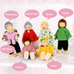 Dollhouse Furniture and Family Dolls, Wood Accessories and Furnishings for 1:12 Scale Miniature Dollhouse, Family Figures Pretend Play Toy