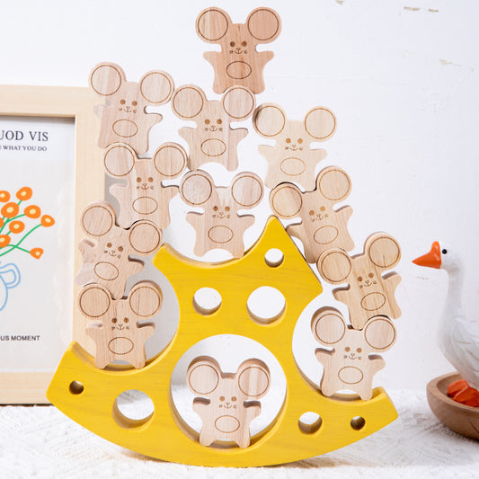 Mice and Cheese Balance Stacking Blocks for Kids at Age 3-12 Years Old