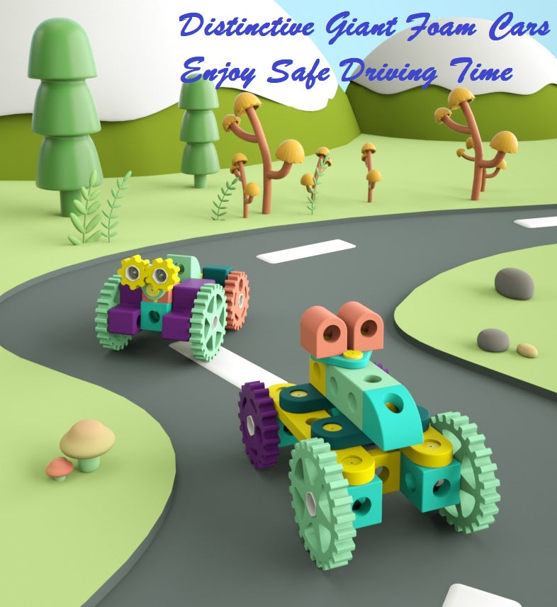 Giant Foam Building Block Set of Vehicles, Suitable for Kids at 3-10 Years Old